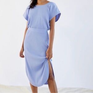 Daily Practice Peach Ribbed Maxi Dress Crisscross Back Straps and Side Slits xl